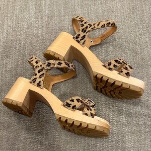Swedish Hasbeen Sandals in Leopard Print Cow hair Size 37, US 7